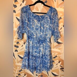 Tart Blue Floral Off-Shoulder Mini Dress